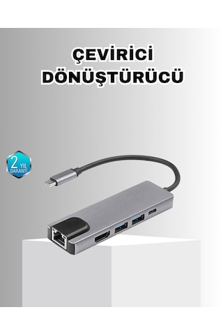 Alüminyum Kasalı Macbook Uyumlu Usb-c Hub 4k Hdmı, Usb 3.0, Sd/tf Kart Girişi, Pd Şarj Desteği - Lisinya