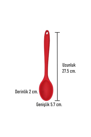 Burcummm Silikon Uzun Karıştırma Kaşığı Kırmızı Çok Renkli
