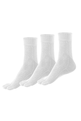 Bonny Silver  Önleyici Parmaklı Soket Gümüş Çorap 3'lü Paket Beyaz