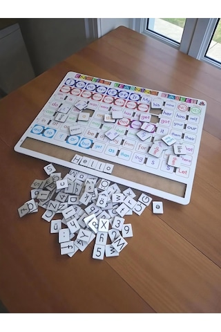 Ahşap İngilizce Eğitim Seti İngilizce Öğreniyorum Tableti - Büyük Ölçü 39x29 Cm