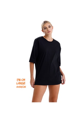 Pxm - %100 Pamuklu Oversize Tişört Siyah Siyah