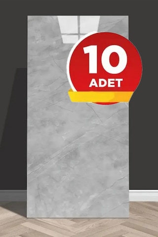 10 Adet 60x30 Kendinden Yapışkanlı Gri Pvc Duvar Paneli Gri