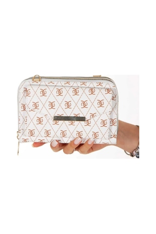 Bizoon Np285 Kadın ,desenli Telefon Bölmeli Çapraz Askılı Omuz Çantası Beyaz