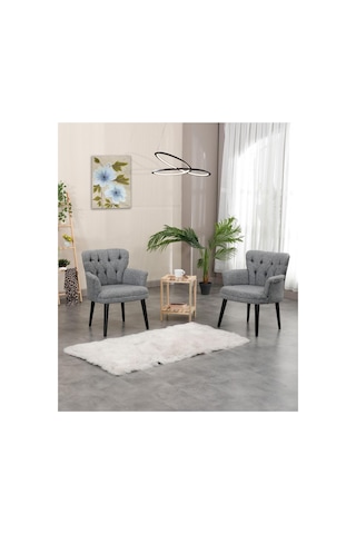 Linen Serisi Keten Çay Seti Koltuk Takımı Cafe, Ofis, Balkon, Yazlık, Bahçe Koltuğu Berjer