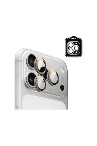 Apple iPhone Uyumlu 17 Pro / Apple iPhone Uyumlu 17 Pro Max İçin Ipg Prolens Kamera Lens Koruyucu Alüminyum Cd Çerçeveli, Kırılmaz Cam Altın