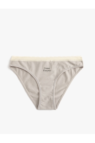 Koton Brief Külot Normal Bel Slogan Baskılı Gri 5wlk30047mk Gri