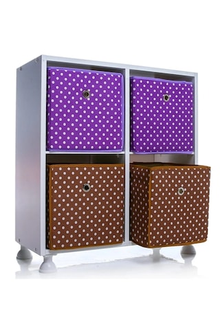 Mydesign Sepetli Oyuncak Dolabı Çok Amaçlı Beyaz Dolap Beyaz