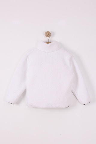 Monox Çocuk Lastik Manşetli Fermuarlı Unisex Kuzu Wellsoft Peluş Ceket Beyaz
