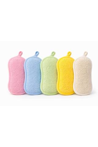 Mikrofiber Bulaşık Süngeri, Temizlik Süngeri Çift Taraflı, Çok Amaçlı, 5 Li Set