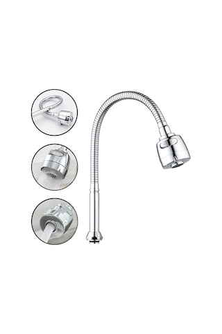 6061 Esnek 360 Hareketli 2 Fonksiyon Spreyli Kubar Musluk Ucu 48 Cm