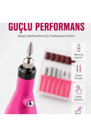 Elektrikli Manikür Pedikür Törpü Seti 6 Başlıklı Yeni Nesil