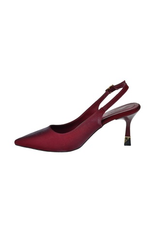Izlife İzlife Simli Saten 8 Cm Topuklu Kadın Ayakkabı İz-50 Bordo Saten