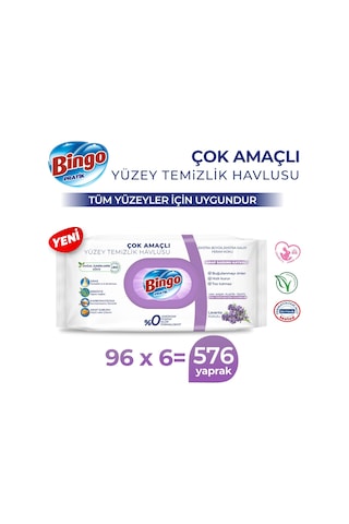 Bingo Pratik Yüzey Temizlik Havlusu Lavanta 6 x 96'lı