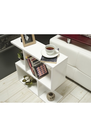 Alfa Yan Sehpa Kitaplık Beyaz