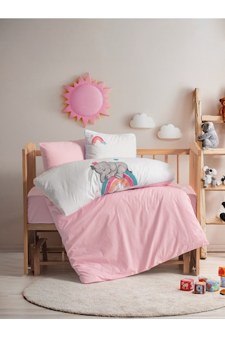 Cotton Box Punch Nakışlı Bebek Nevresim Takımı Lucky Pembe