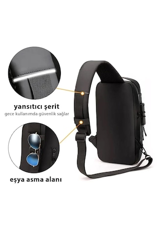 Newish Polo Uziko Çapraz Sırt Çantası-body Bag Usb Ve Kulaklık Çı Siyah