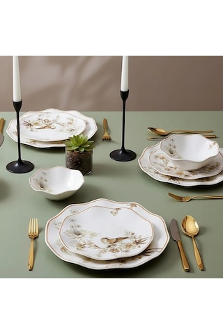 Güral Porselen Nesrin 24 Parça Yemek Seti 1891 Kahverengi