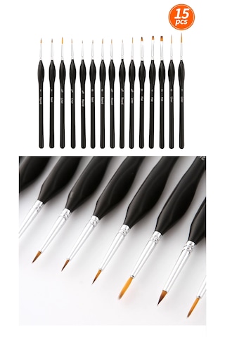 15 Parça Detay Boya Fırça Seti Akrilik Sulu Boya Yağlı Boya İçin