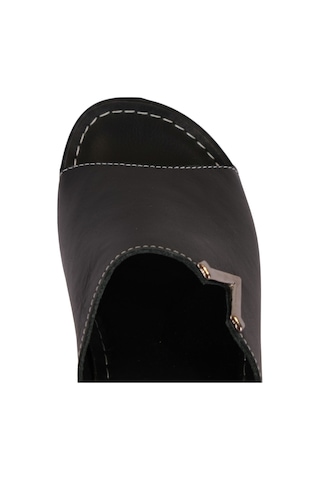 Napa Shoes Hakiki Deri Yumuşak Taban Rahat Günlük Kadın Terlik Napa-211 Siyah
