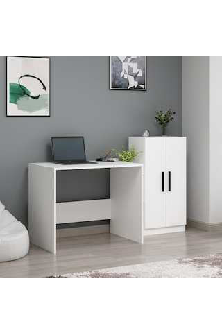 Dekorosso Dekorosso Stic Dolaplı Çalışma Masası Beyaz