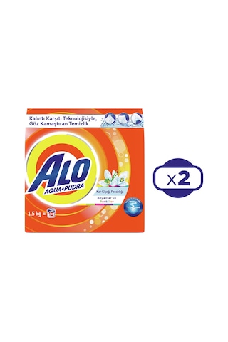Alo Kar Çiçeği Beyazlar ve Renkliler için Aquapudra Toz Çamaşır Deterjanı 2 x 1500 G