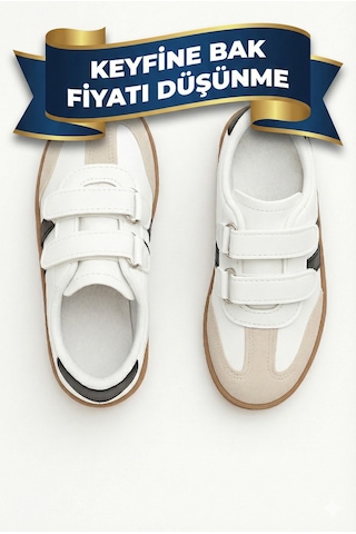 N Moda Cool Kids Retro Tarz Cırtlı Çocuk Spor Ayakkabı Konforlu Ve Şık Günlük Sneaker Beyaz