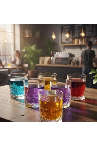 6'li Kahve Yanı Bardağı Seti 75 Ml Desenli Cam Mini Bardak, Espresso & Türk Kahvesi Su Bardağı, Şık Ve Dayan Çok Renkli