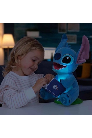 Sesli Karanlıkta Parlayan Masal Anlatan Stitch İnteraktif Peluş 34 Cm Mavi