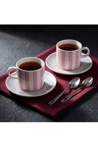 Güral Porselen Mental 4 Parça Çay Fincan Takımı 6566 Açık Pembe