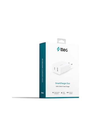 Ttec SmartCharger Duo PD 32W Seyahat Hızlı Şarj Aleti USB-C + USB-A Beyaz 2SCS24B
