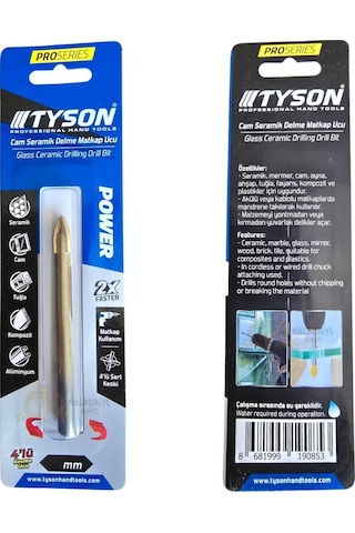 Kupa Tyson Cam Seramik Delici Matkap Ucu 10 Mm. - 5 Adet