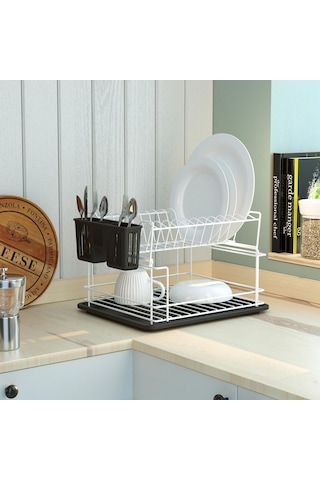 Teknotel İki Katlı Modüler Tabaklık Bulaşıklık Beyaz Kb010