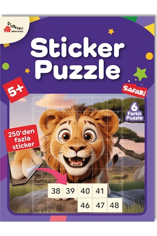 Playever Sticker Puzzle - Safari, Çıkartmalı Yapboz Etkinlik Kitabı