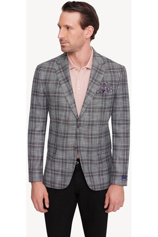 Erkek Yeşil Gri Regular Fit Ekose Ceket 001