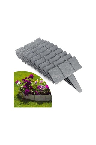 Büro Ev Ofis Yazlık Hobi Bahçesi İçin Taş Görünümlü Bahçe Çiti Açık Gri