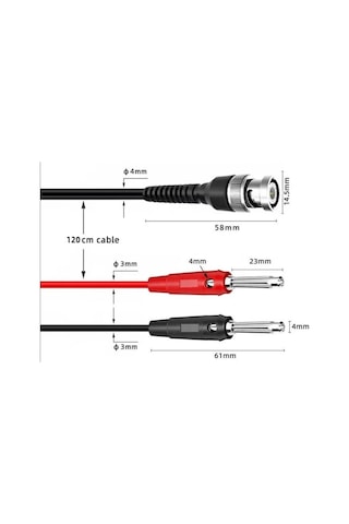 P1008a Bnc Q9 - 4mm Banana Dönüştürücü Osiloskop Kablosu - 120cm