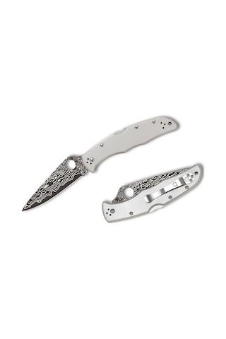 Spyderco Endura 4 Titanium Damascus Plainedge Kamp Çakı Gri