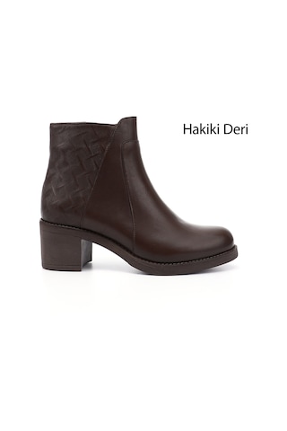 Gönderi R Kadın Kahve Antik Fermuarlı Kalın Topuklu Hakiki Deri Bot Dkzb02842370 Kahve