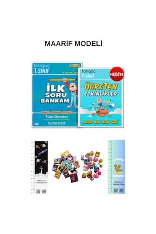 Tonguç 1. Sınıf Tüm Dersler Soru Bankası Maarif Modeli Uzay + Tırtıl Ayraç + Mini D.+ Kalem B.