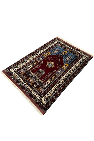 El Dokuma Sıfır Özel Koleksiyonluk Yayhalı Halısı 112x160 Kök Boya Özel Dokuma Halı Mavi