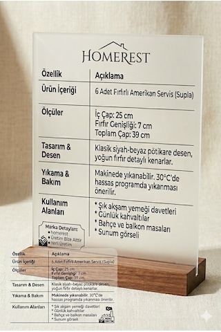 6 Kişilik Siyah Beyaz Pötikare Desenli Fırfırlı Amerikan Servis - Modern Ve Şık Masalar İçin Supla Siyah - Beyaz
