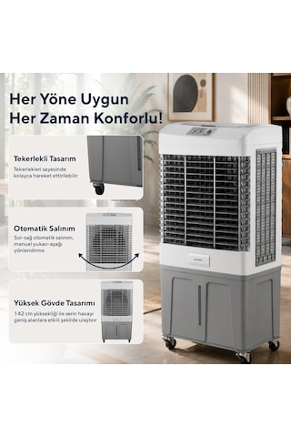 Kumtel 80 Litre Sulu Portatif Hava Soğutucu Air Cooler Büyük Boy Hac-100