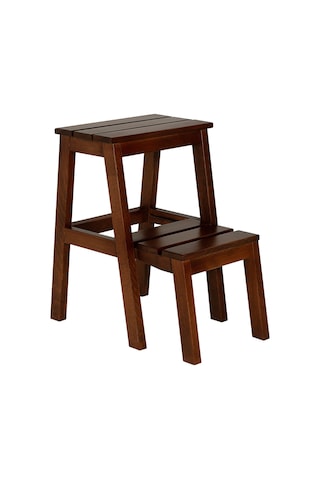 Refilya Masif Ahşap Katlanır Merdiven Tabure Ceviz