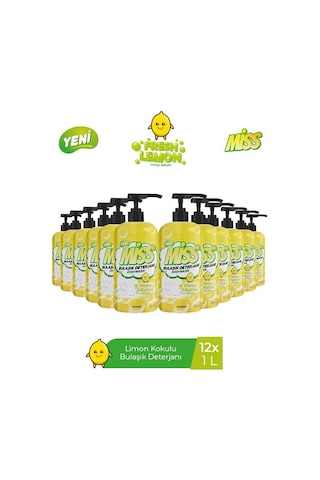 Miss Bulaşık Deterjanı Limon 12 x 1 L