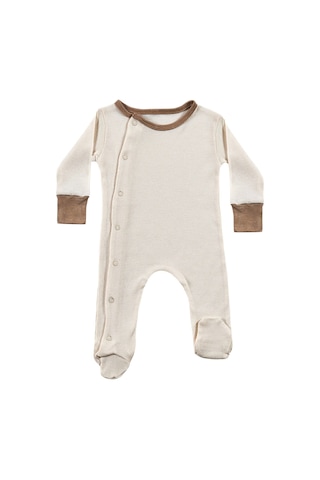 Tinylamb Milky Chocolate Bebek Tulum Takımı 2 Parça Unisex Organik Pamuk Yenidoğan Hediye Seti Kahverengi-krem