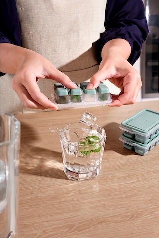 12 Hazneli Bas Çıkar Buzluk & Buz Kabı Mavi Mavi