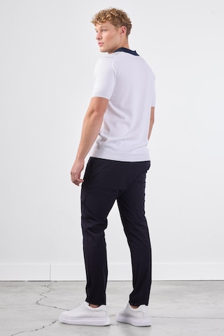 Dufy Lacivert Blok Desen Erkek Triko - Slim Fit Lacivert