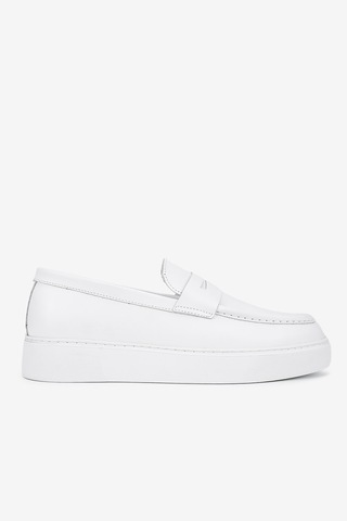 Lofer Erkek Deri Eva Tabanlı Bantlı Günlük Loafer Beyaz