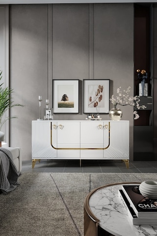 ART KONSOL MDF MEBRAN KAPAK BEYAZ GOLD