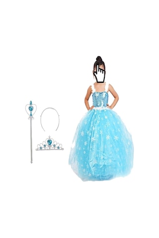 Parti Selesi Frozen Elsa Askılı Kol Kostüm Ve Doğum Günü Parti Seti 16 Kişilik Lüks Set Turkuaz